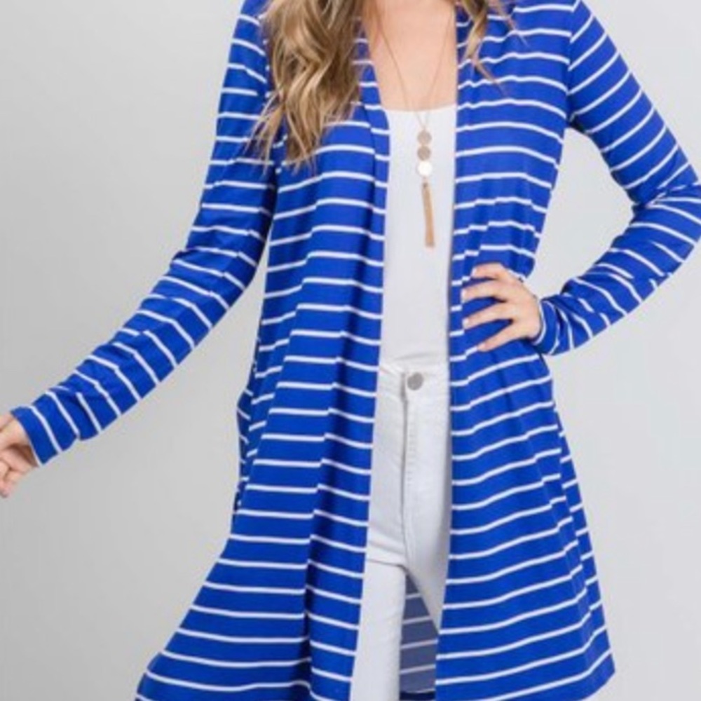 Brand new blue and white cardigans!